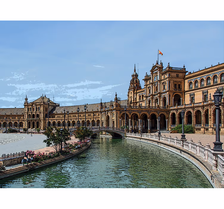 Rolgordijn woonkamer plaza españa in sevilla - TenStickers