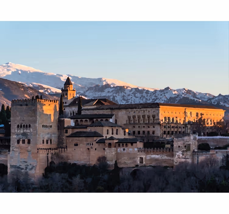 Rolgordijn woonkamer alhambra of granada in de avond - TenStickers