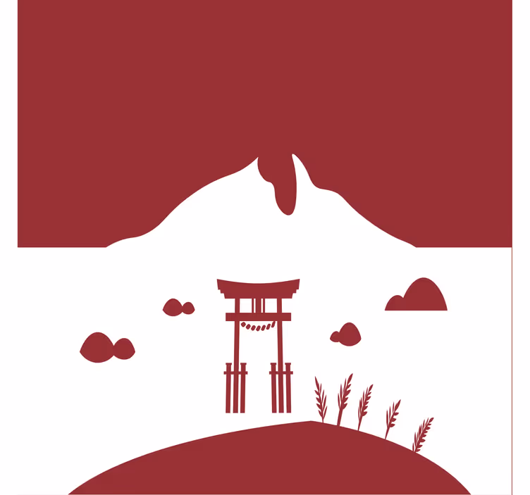 Rolgordijn woonkamer japanse structuur met meer en bergen - TenStickers