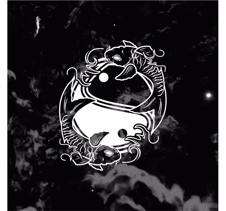 Rolgordijn woonkamer yin yang balancerende vis - TenStickers
