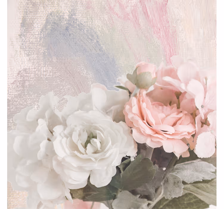 Rolgordijn woonkamer witte en roze bloemen shabby chic - TenStickers