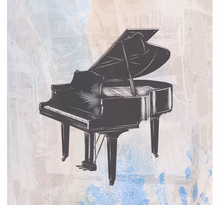 Rolgordijn woonkamer shabby chic schilderij van piano - TenStickers