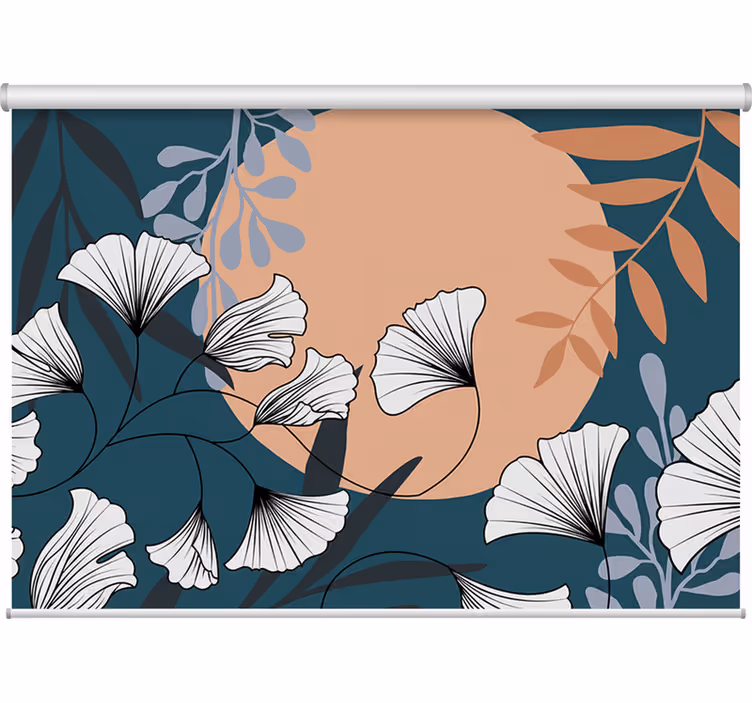 Rolgordijn woonkamer glamour stijl ginkgo kleurrijke variant - TenStickers