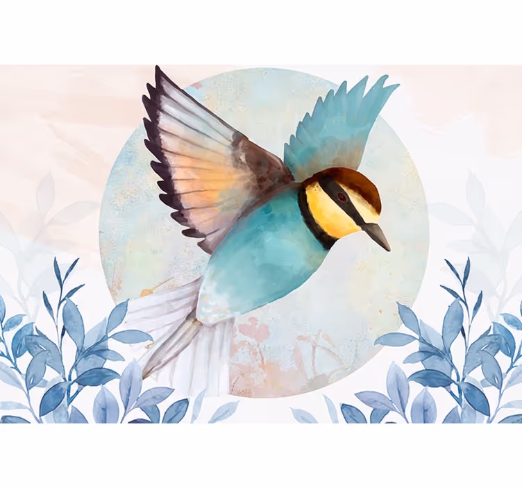 Rolgordijn woonkamer glamour stijl artistieke vogel - TenStickers