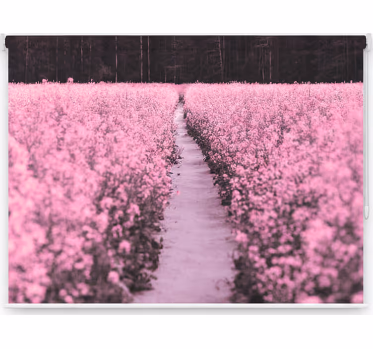 Rolgordijn woonkamer elegante weide van rozenbloemen - TenStickers