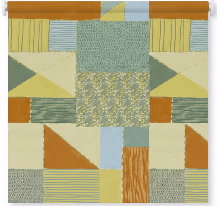 Rolgordijn woonkamer patchwork kleurrijk driehoekig design - TenStickers