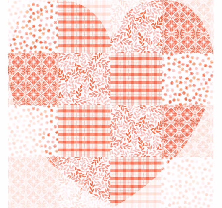 Rolgordijn woonkamer patchwork rood en witte hartjes - TenStickers