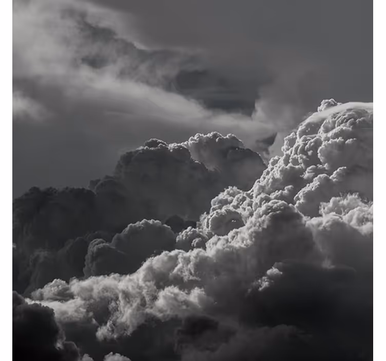 Rolgordijn woonkamer zwart-witte lucht met wolken - TenStickers