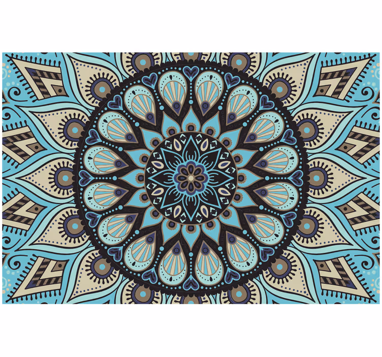 Rolgordijn slaapkamer etnische zwartblauwe mandala - TenStickers