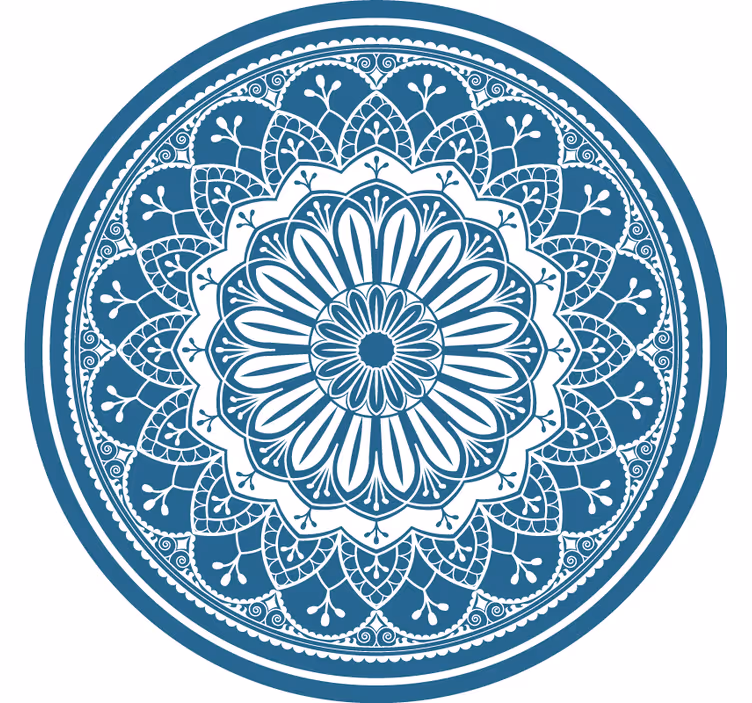 Rolgordijn slaapkamer grote mandala print op blauwe cirkel - TenStickers