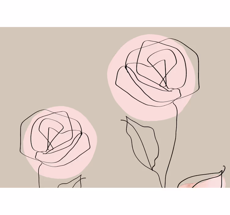 Rolgordijn beige aquarel witte rozen abstract - TenStickers