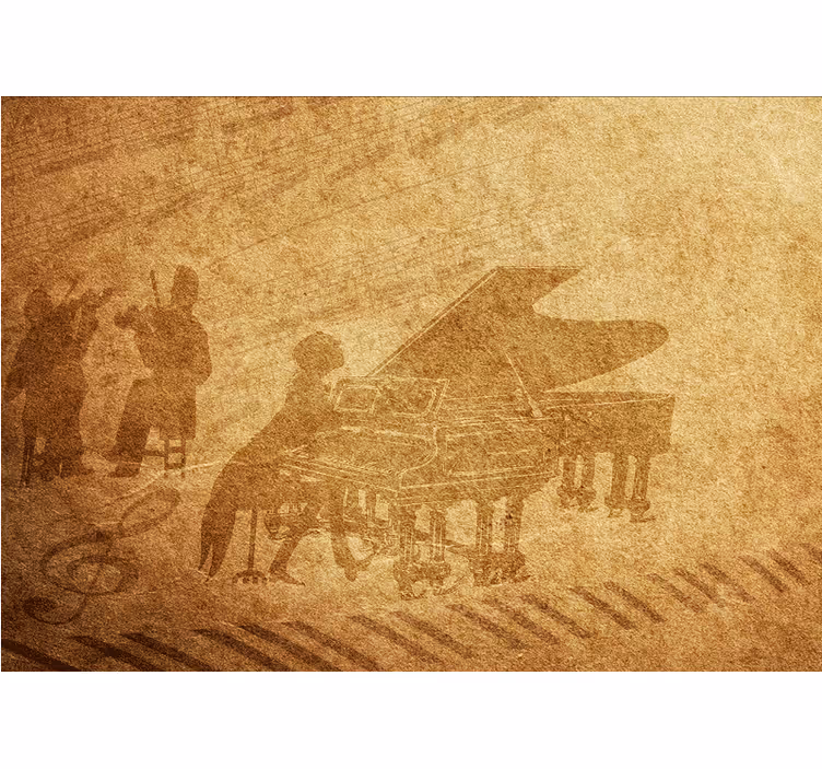 Rolgordijn beige vintage piano - TenStickers