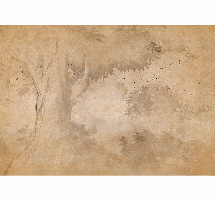 Rolgordijn beige vintage regenwoud landschap - TenStickers