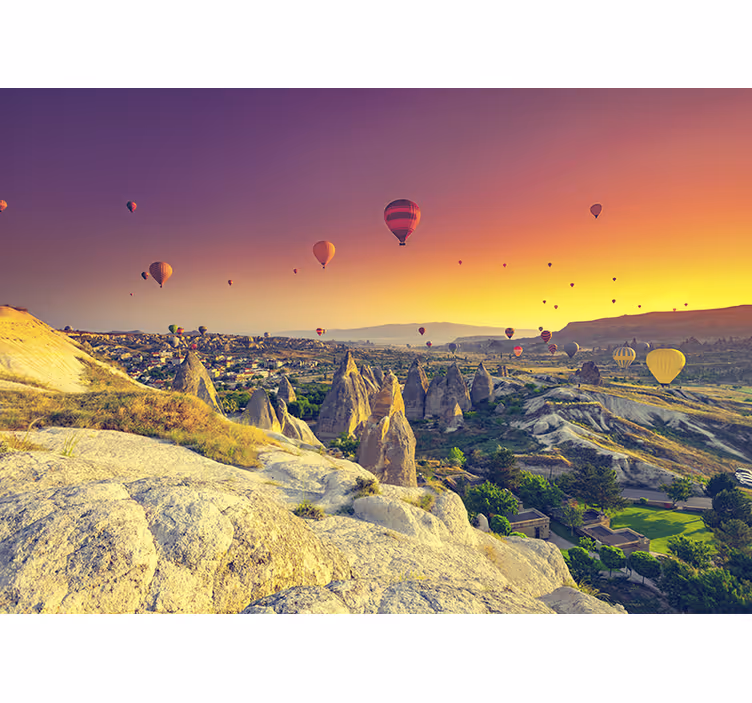 Rolgordijn slaapkamer luchtballonnen boven cappadocië - TenStickers