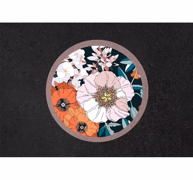Rolgordijn slaapkamer puppy bloemen in cirkel - TenStickers