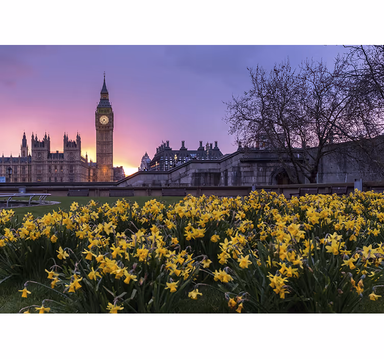 Rolgordijn slaapkamer big ben met zonlicht - TenStickers
