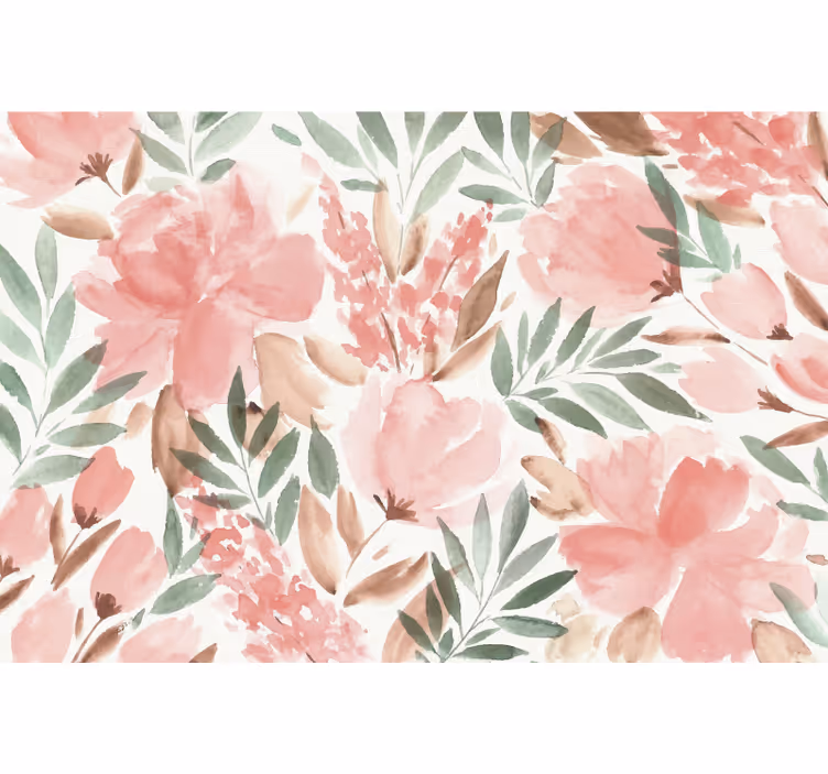 Rolgordijn slaapkamer bloemenbehang panorama - TenStickers