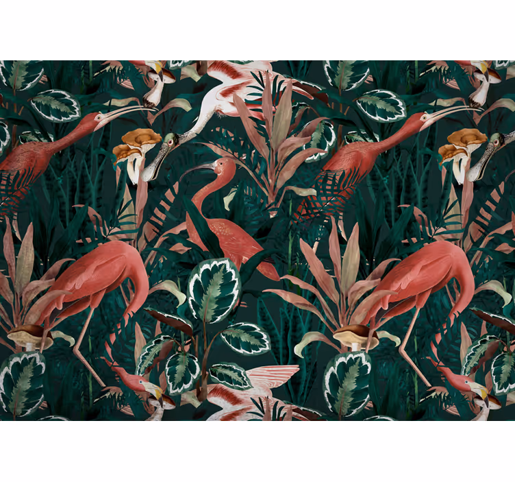 Rolgordijn slaapkamer vintage tuin exotische vogels - TenStickers