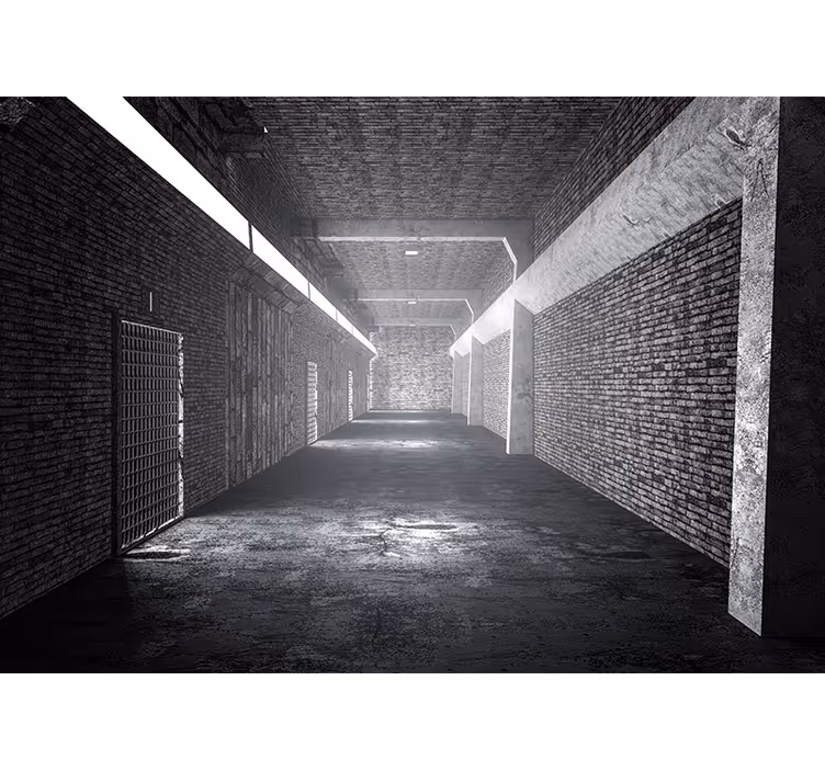 Rolgordijn slaapkamer 3d bakstenen tunnel - TenStickers