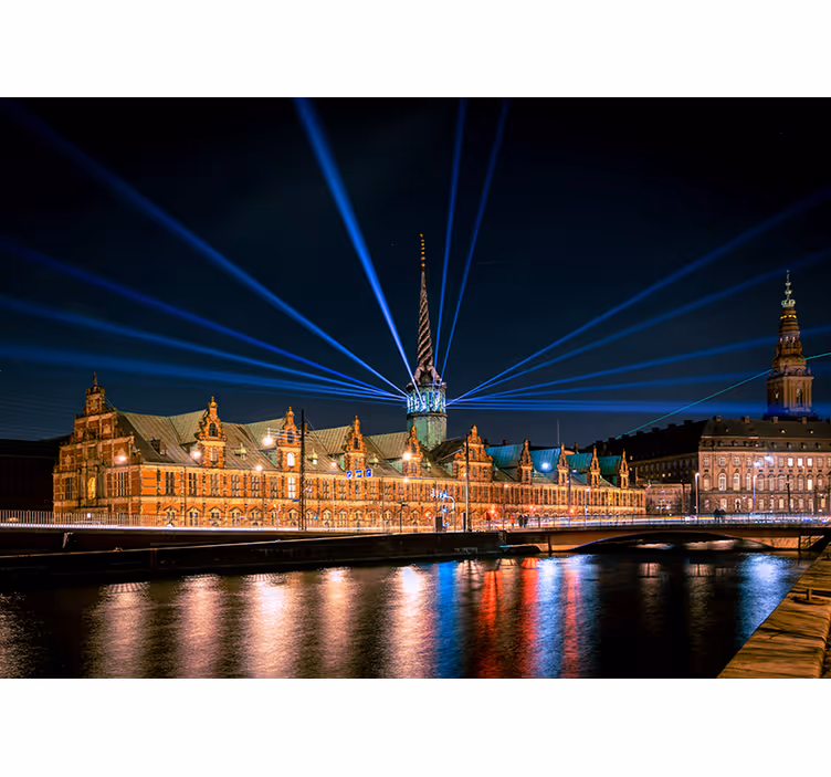 Rolgordijn slaapkamer copenhagen tivoli 's nachts - TenStickers