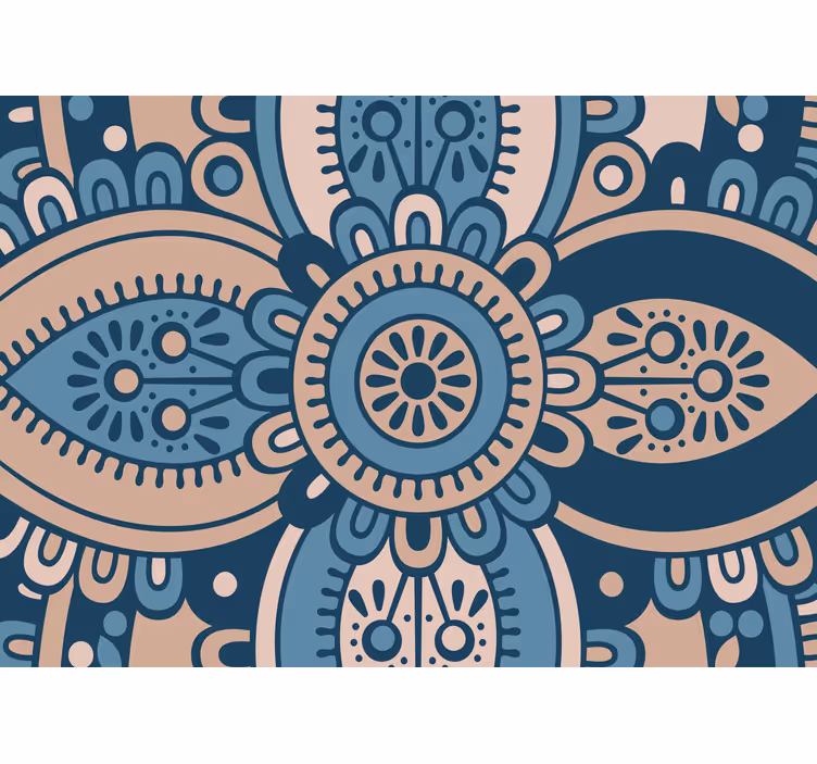 Rolgordijn slaapkamer blauwe bloemen mandala - TenStickers