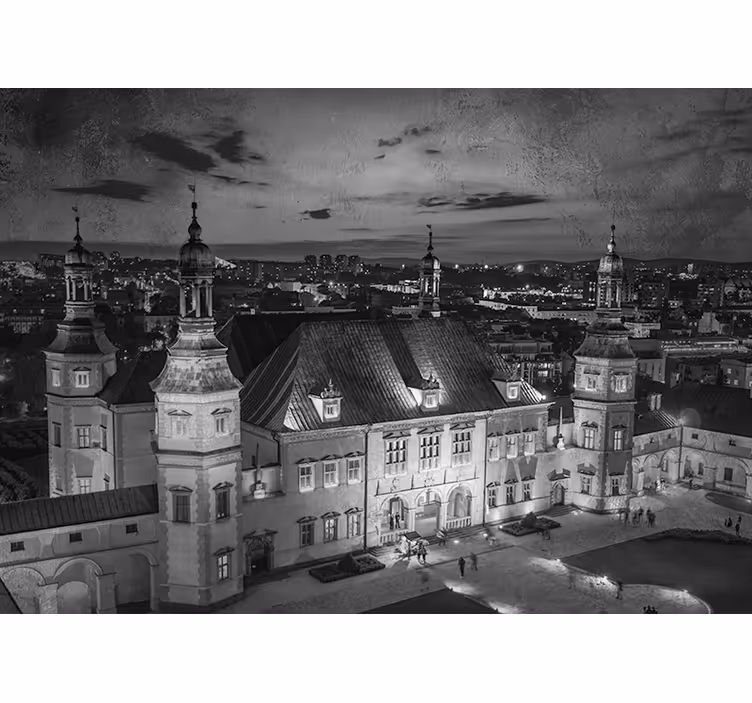 Rolgordijn slaapkamer kielce in de nacht - TenStickers