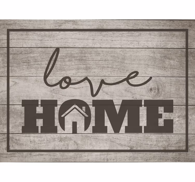 Rolgordijn grijs love home op grijze houten plank - TenStickers