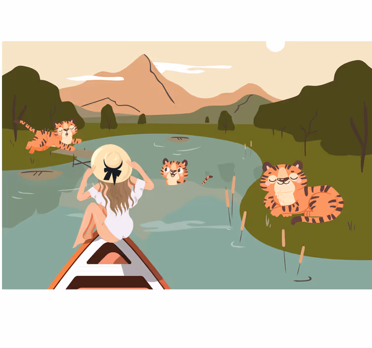 Rolgordijn slaapkamer meisjes en tijgers jungle dieren - TenStickers