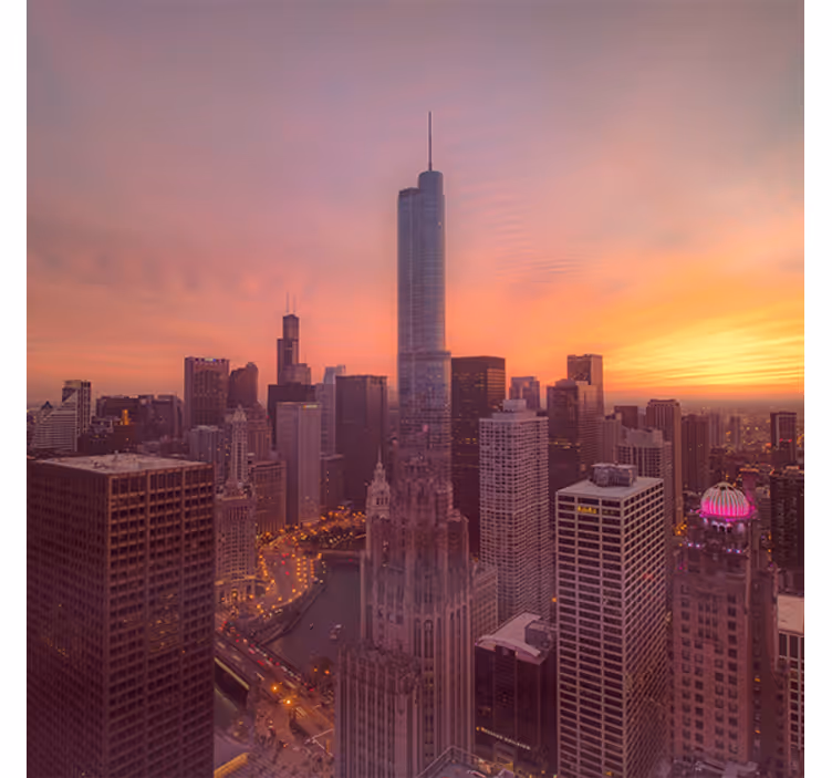 Rolgordijn woonkamer new york zonsondergang - TenStickers