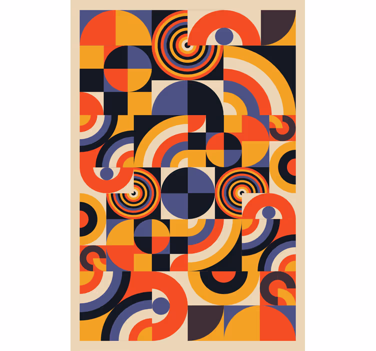 Rolgordijn woonkamer kleurrijke bauhaus cirkels - TenStickers
