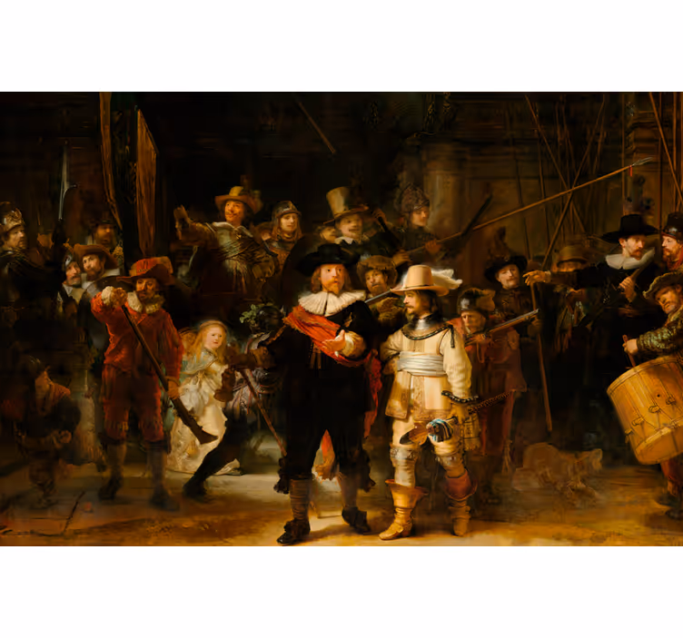 Rolgordijn woonkamer rembrandts nachtwacht - TenStickers