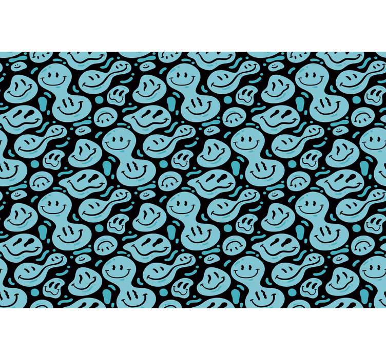 Rolgordijn slaapkamer zwarte en blauwe emoticons - TenStickers