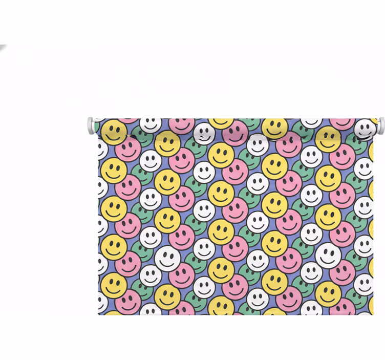 Rolgordijn slaapkamer kleurrijke pastel smiley gezichten - TenStickers