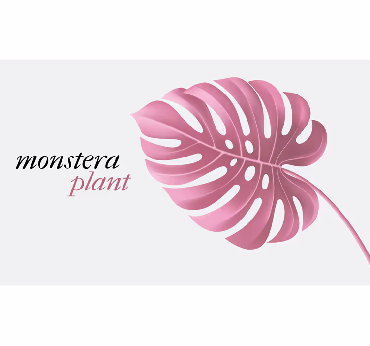 Rolgordijn slaapkamer pink minimalistische monstera stijl - TenStickers