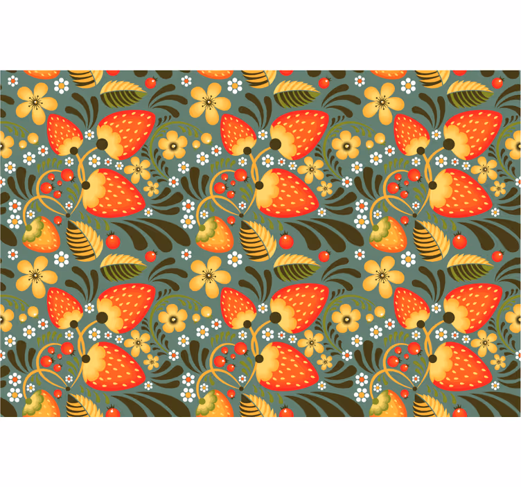 Rolgordijn slaapkamer russische aardbeien en groene planten - TenStickers