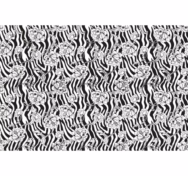 Rolgordijn slaapkamer zebra en bloemen - TenStickers