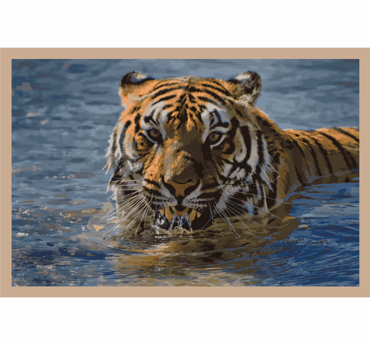 Rolgordijn slaapkamer tiger zwemmen - TenStickers