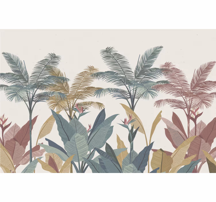 Rolgordijn slaapkamer terracotta tropische planten - TenStickers