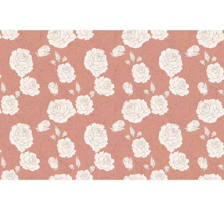 Rolgordijn slaapkamer terracotta grote rozen - TenStickers