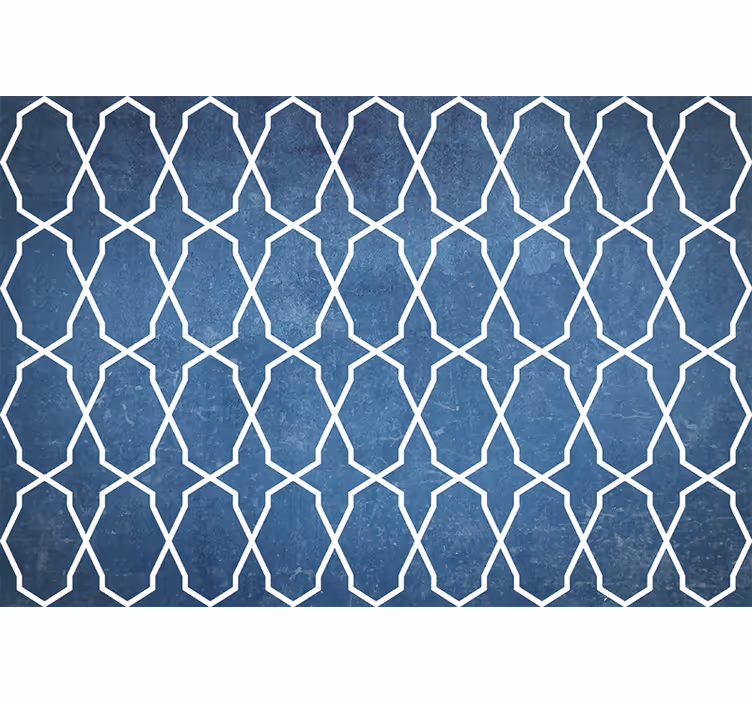 Rolgordijn slaapkamer wit en blauw golvend ruitpatroon - TenStickers