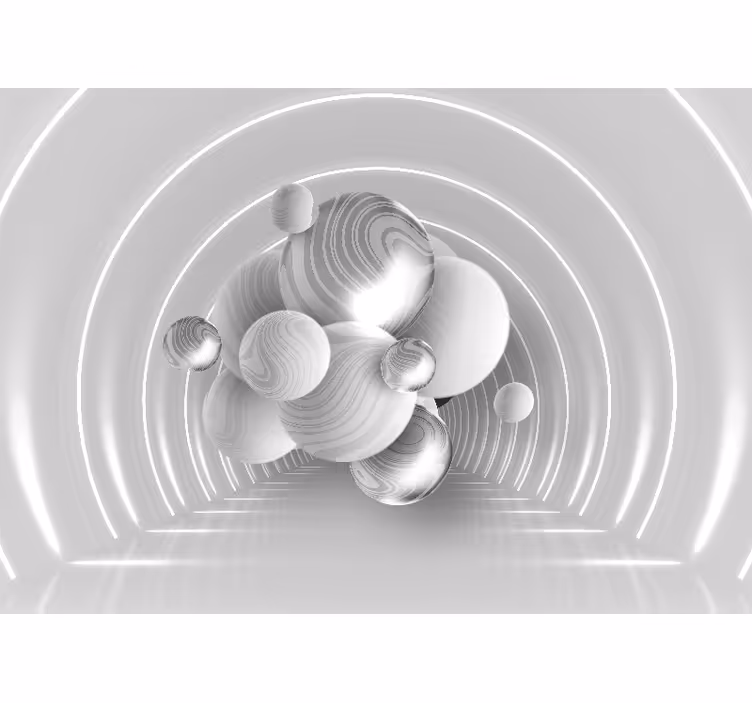 Wit rolgordijn met witte ballen in een tunnel - TenStickers
