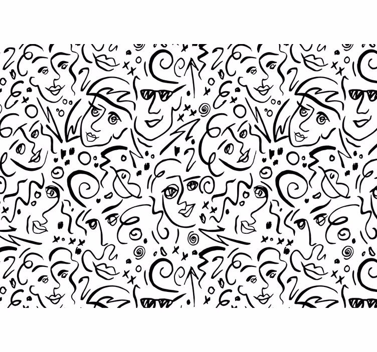 Wit rolgordijn met zwart-wit graffiti kunst - TenStickers