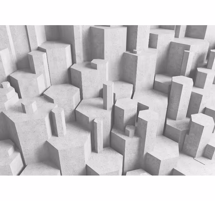 Wit rolgordijn 3d betonnen geometrische vormen - TenStickers
