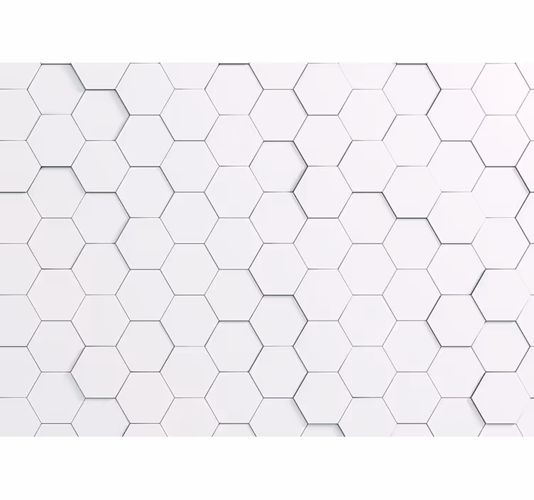 Wit rolgordijn met patroon van witte hexagons en schaduw - TenStickers