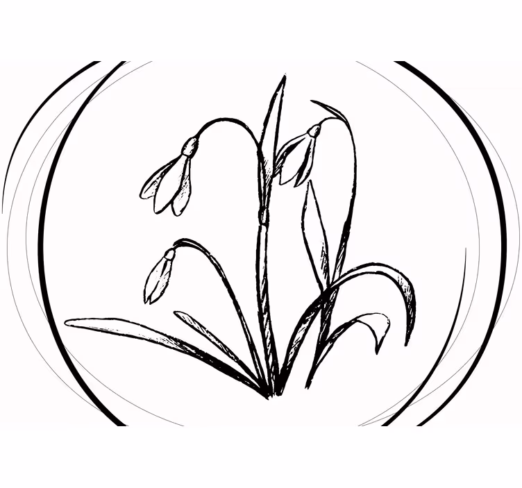 Wit rolgordijn schattige tekening sneeuwklokje cirkel - TenStickers