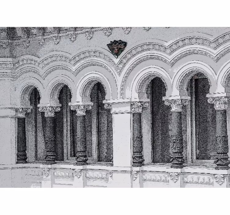 Wit rolgordijn oude architectuur 3d - TenStickers