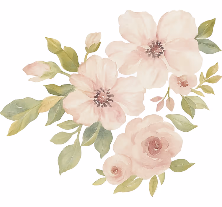 Wit rolgordijn magnolia in aquarel - TenStickers
