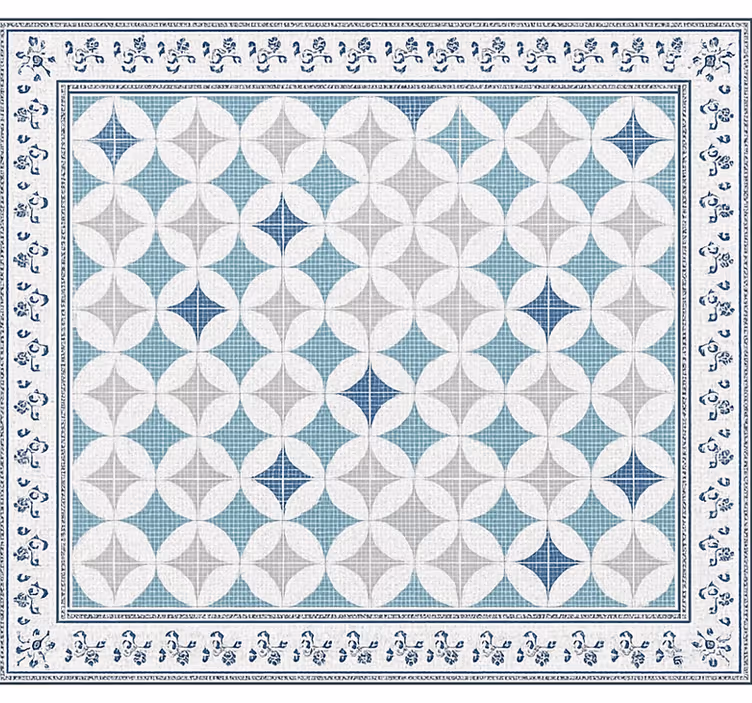 Rolgordijn woonkamer vintage blauw tegelmotief - TenStickers