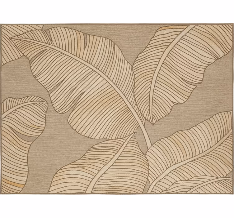 Rolgordijn woonkamer beige grote bladeren design - TenStickers