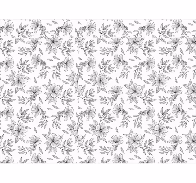 Rolgordijn woonkamer zwart-wit bloemenmotief - TenStickers